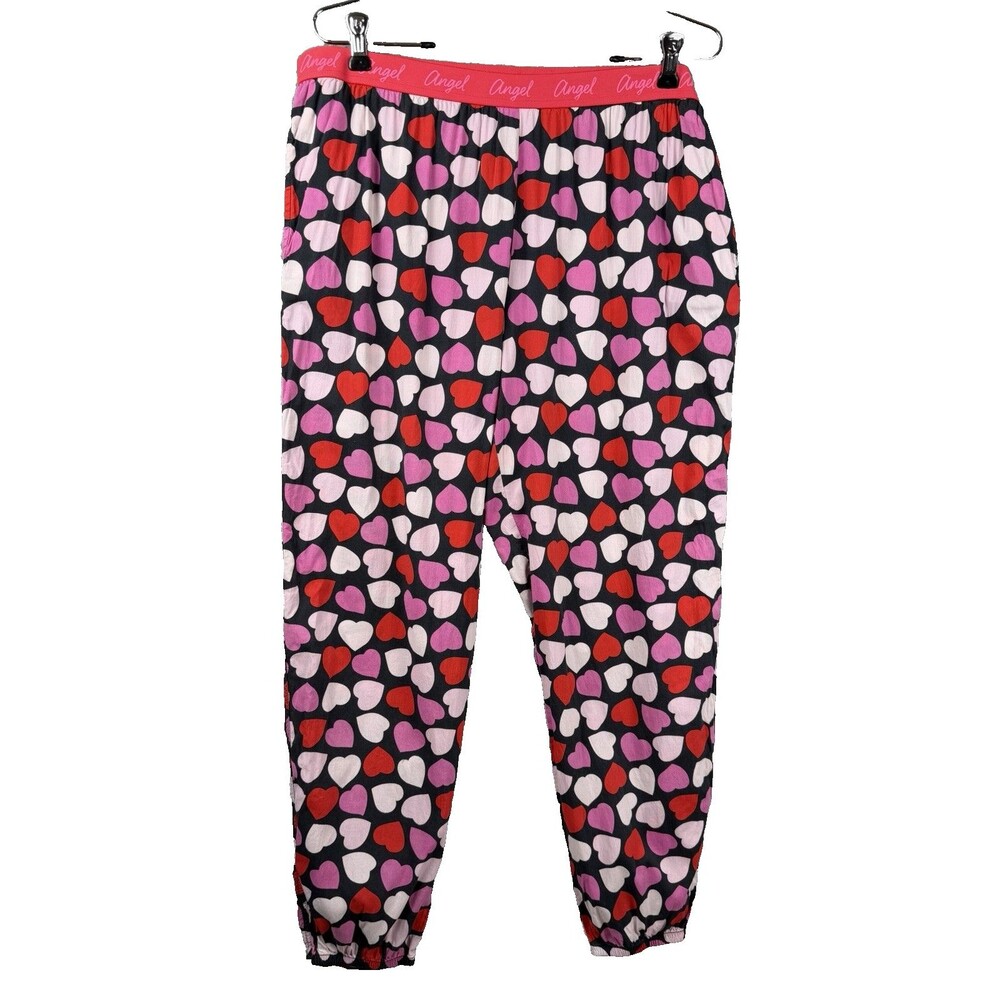 Victoria's Secret Angel Heart Pajama Pants L Cotton Rayon Valentine Sweetheart